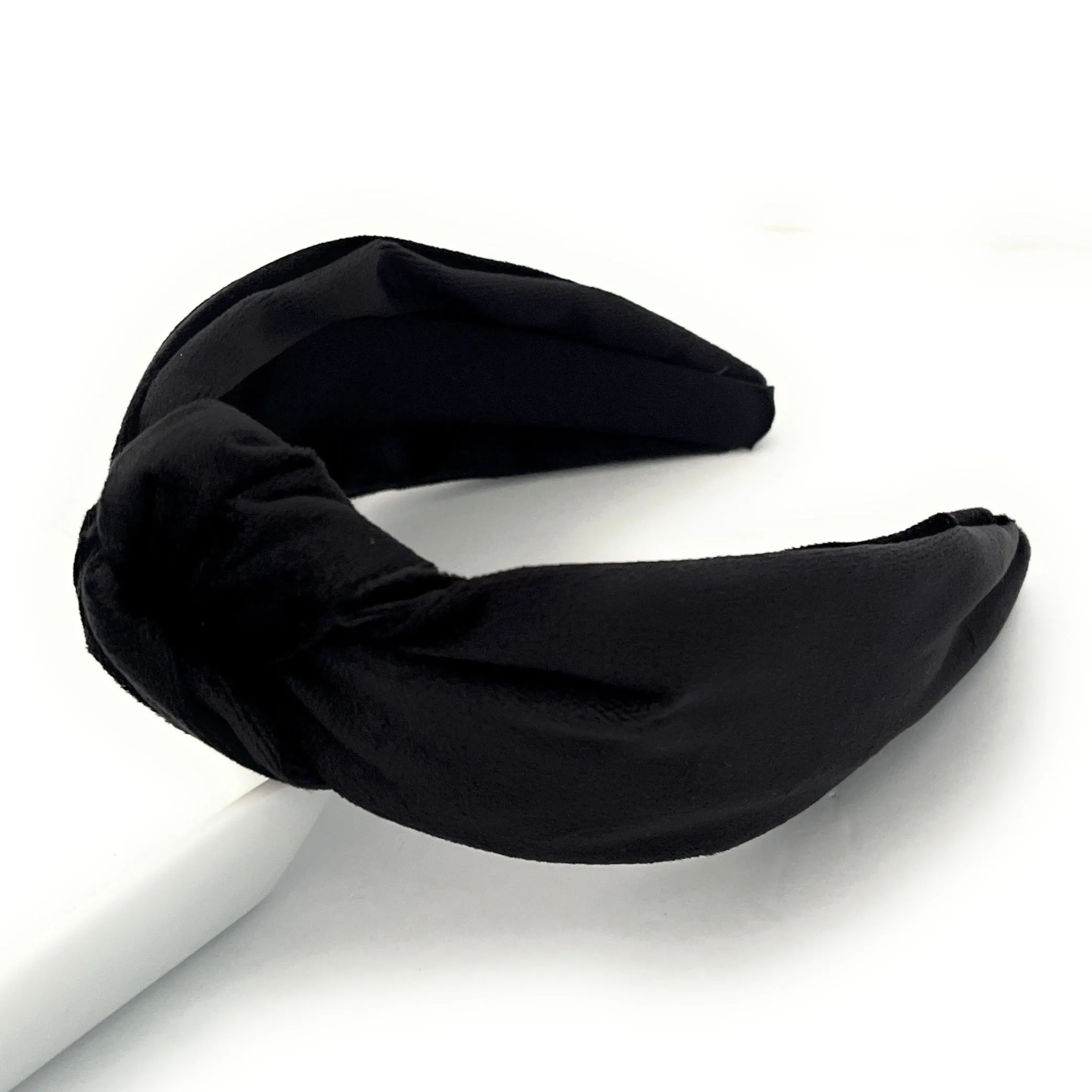 Black Velour Knot Headband