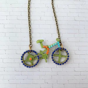 Bling Bicycle Pendant Necklace