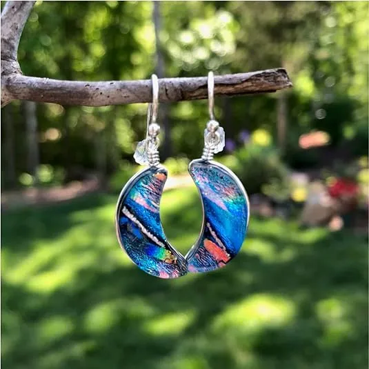 Blue Moon Dichroic Glass Earrings by Nickel Smart®