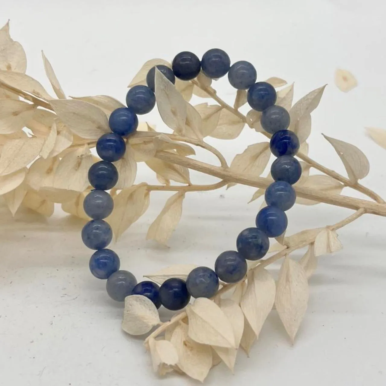 Blue Quartz Crystal Bead Bracelet