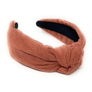 Blush Reddish Corduroy Knotted Headband