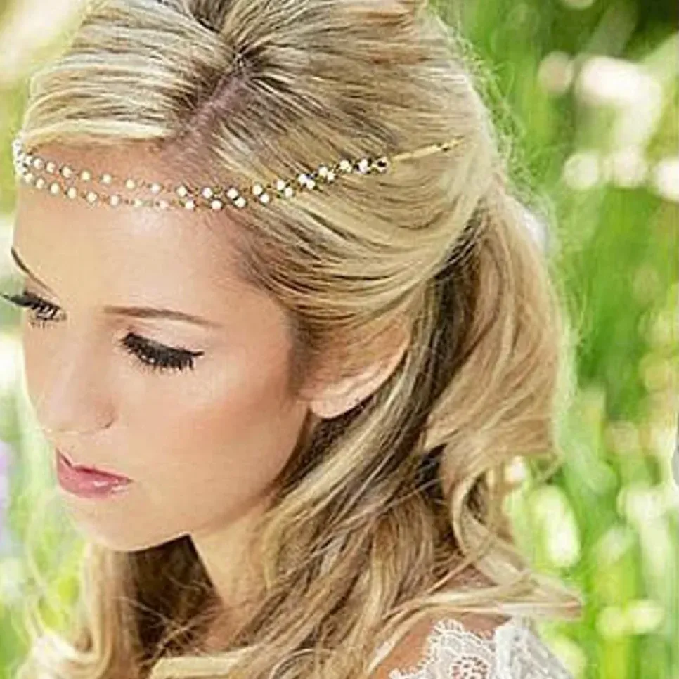 Boho Bridal Pearl Headband Kara