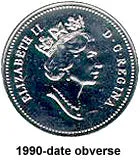 Canada Copper 1991 5 cents  (Elizabeth II) 4.6gr .750