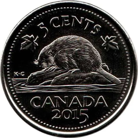 Canada Steel 2015 5 cents  (Elizabeth II) 3.95gr 0.945