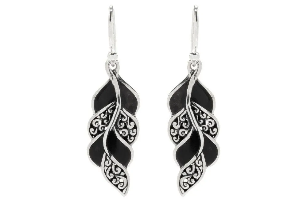 Cascada Leaf Earrings- Black Shell