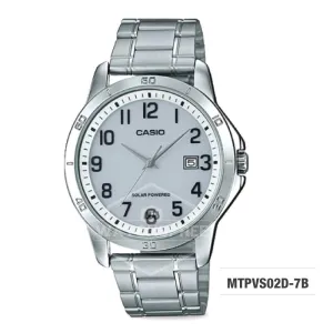 Casio Men's Standard Analog Solar-Powered Silver Stainless Steel Watch MTPVS02D-7B MTP-VS02D-7B