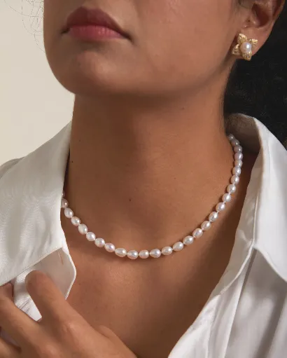 Classic Rice Pearl Necklace