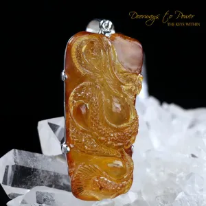 Colombian Amber Dragon Crystal Pendant 'Universal Manifestation'