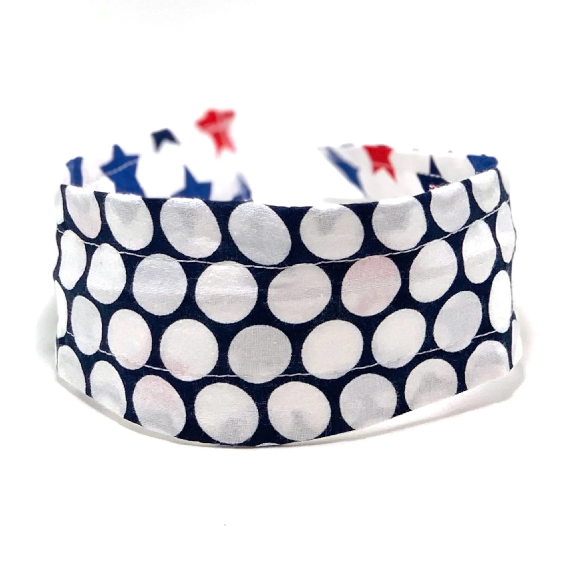 Comfortable Reversible Handmade Fabric Headband - Stars and Dots