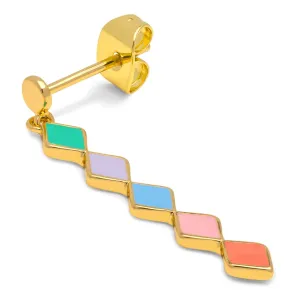 Confetti Long earring 1 pcs gold plated - Multi