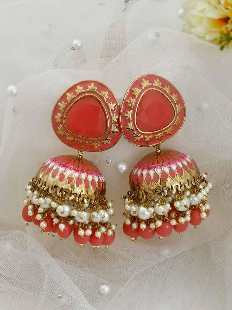 Coral Chetaki Jhumkis