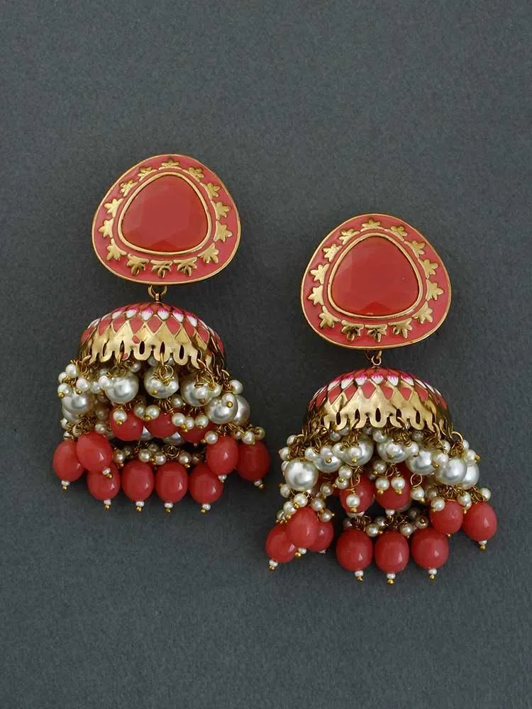 Coral Chetaki Jhumkis