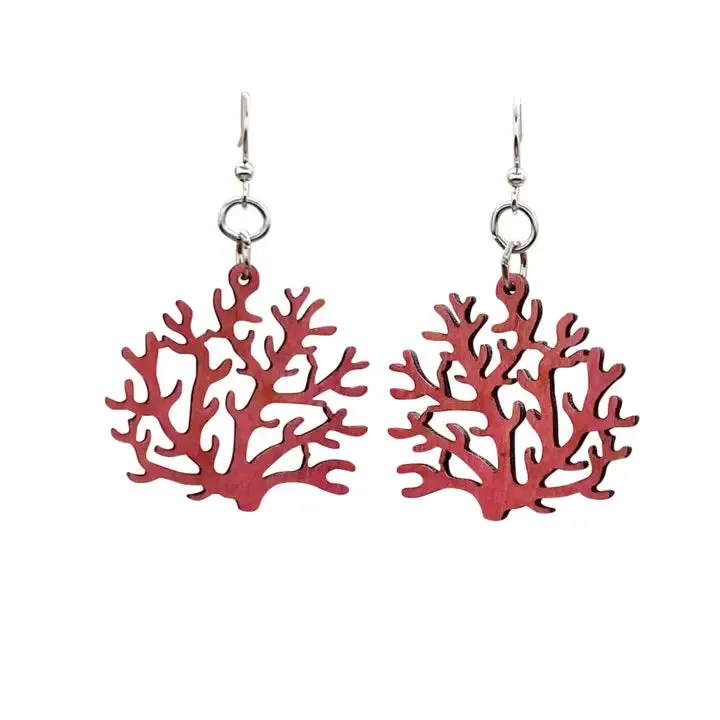 Coral Wood Earrings