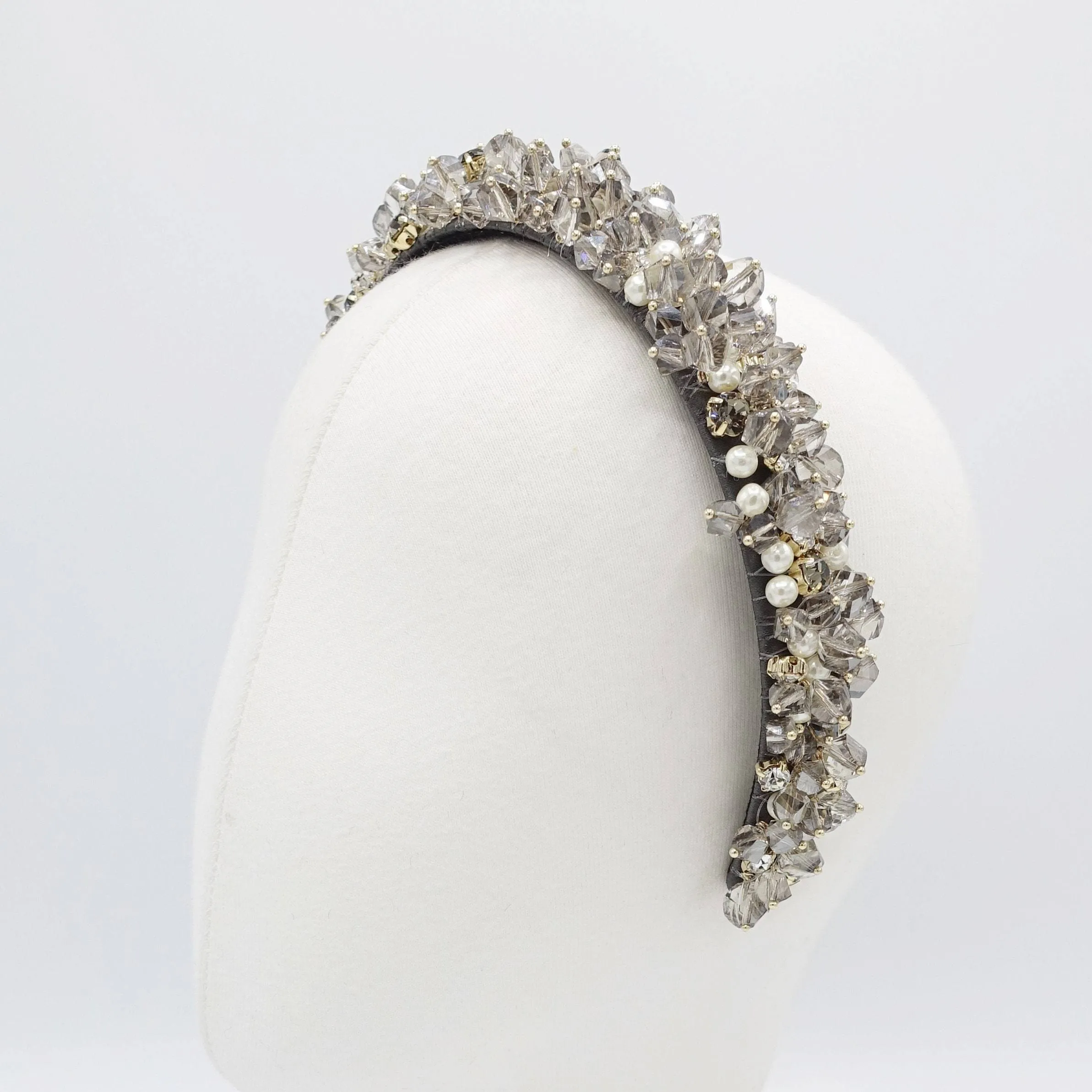 crystal pearl beaded headband rhinestone jewel hair accessory for women