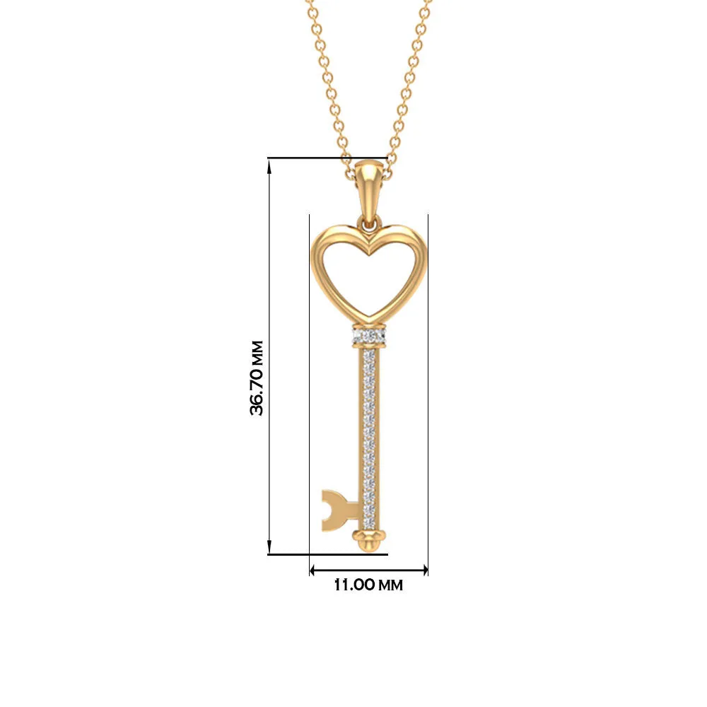 Cubic Zirconia Open Heart key Pendant