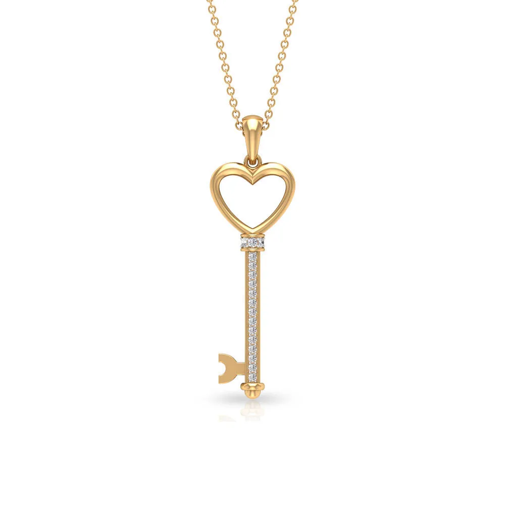 Cubic Zirconia Open Heart key Pendant