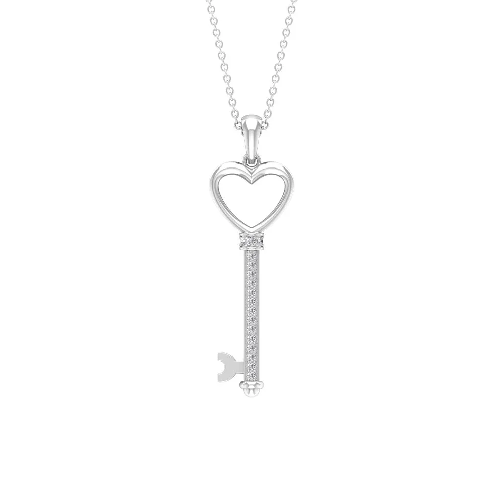 Cubic Zirconia Open Heart key Pendant