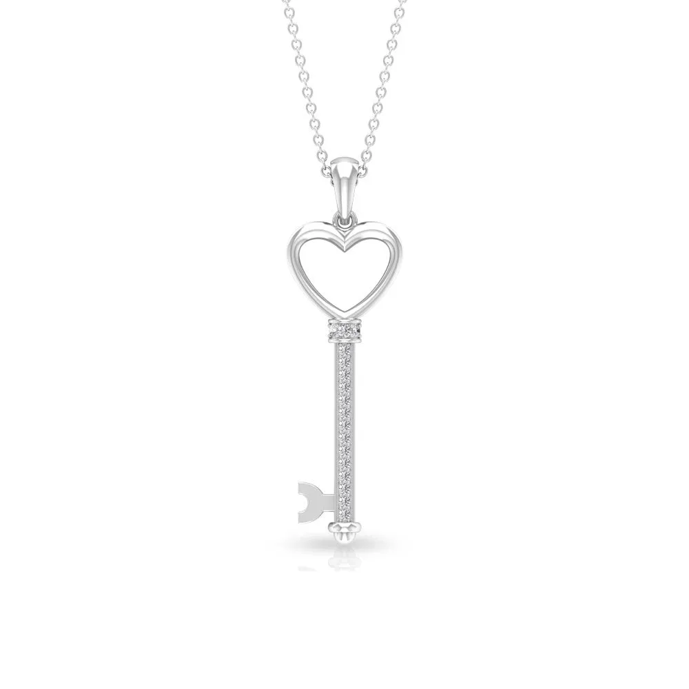 Cubic Zirconia Open Heart key Pendant