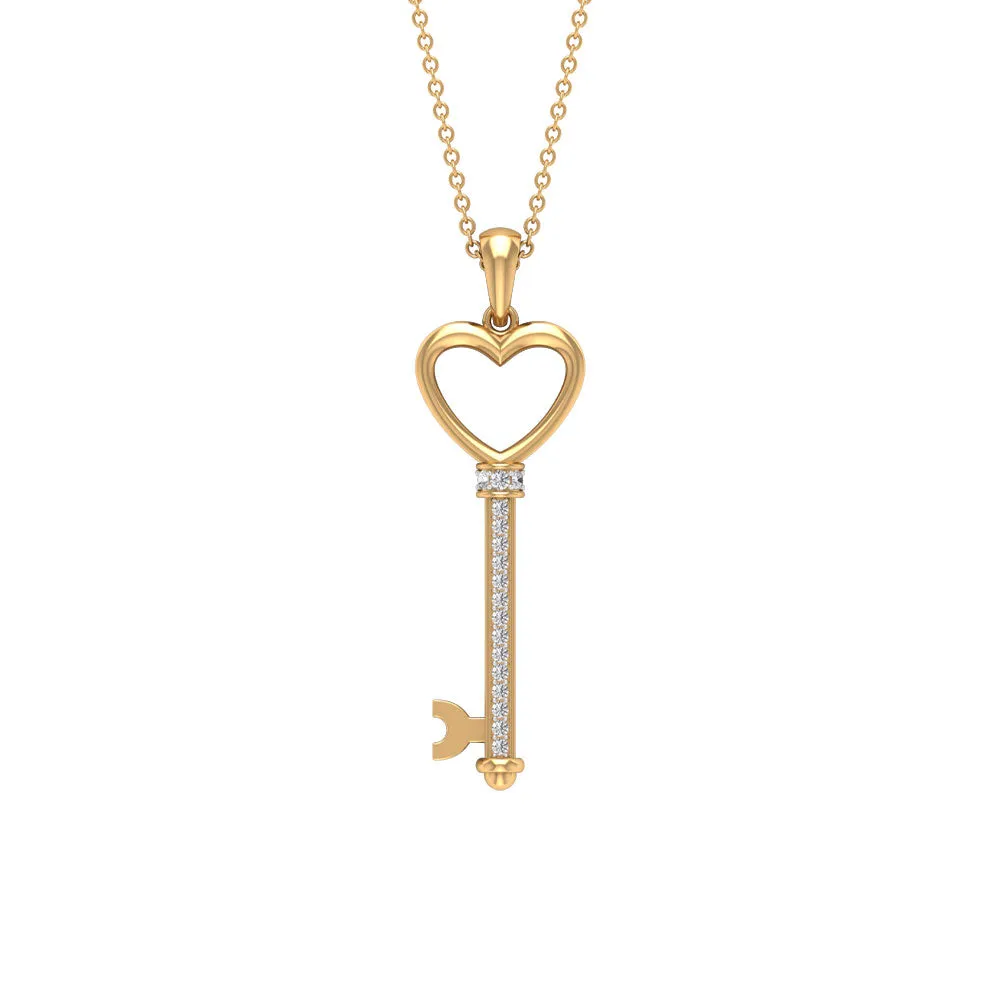 Cubic Zirconia Open Heart key Pendant