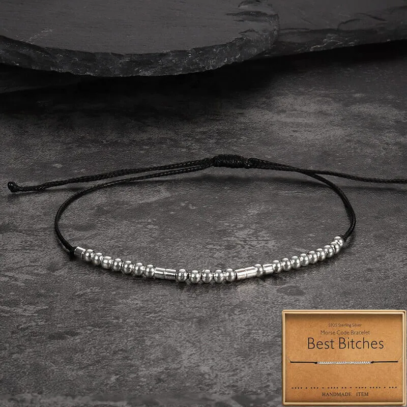 Custom Morse Code Sterling Silver Bracelet