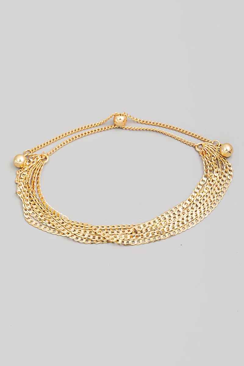 Dainty Layered Chain Link Adjustable Bracelet in Gold