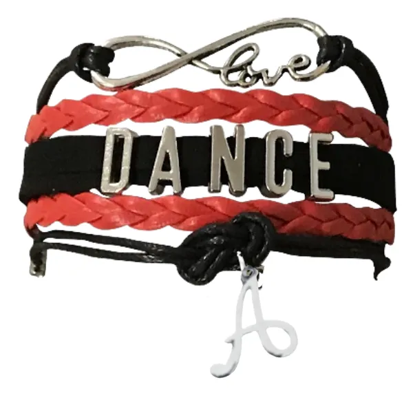 Dance Bracelet with Initial Charm - Pick Colors