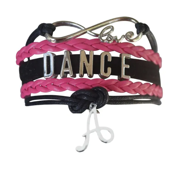 Dance Bracelet with Initial Charm - Pick Colors