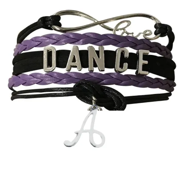 Dance Bracelet with Initial Charm - Pick Colors