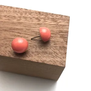 Dark Peach Small Retro Button Stud Earrings