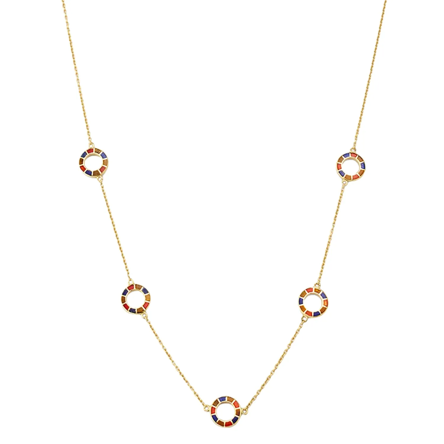 Dash Circle Five Station Gold Vermeil Sterling Necklace