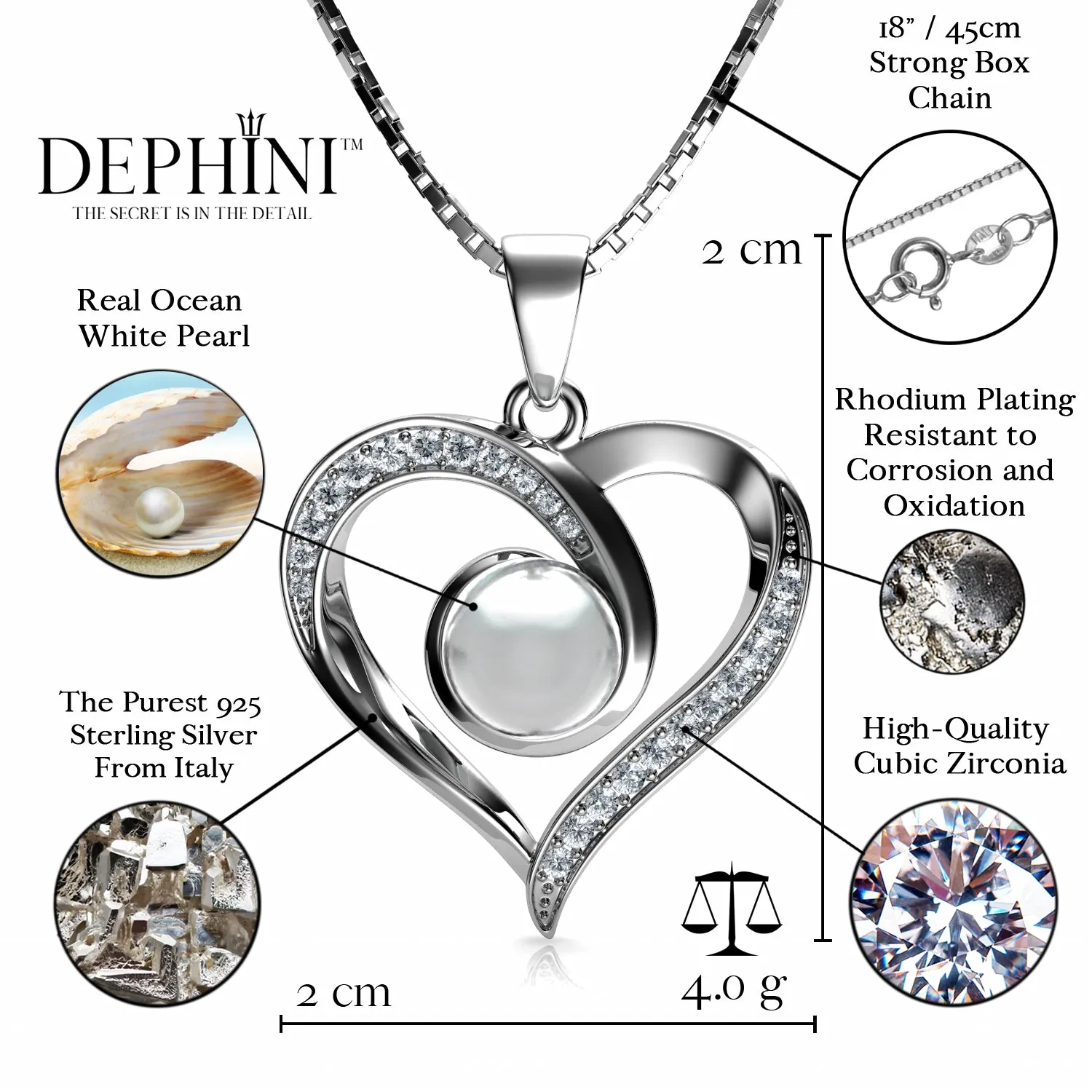 DEPHINI - Pearl Jewellery set - Necklace Earrings & Ring - 925Silver