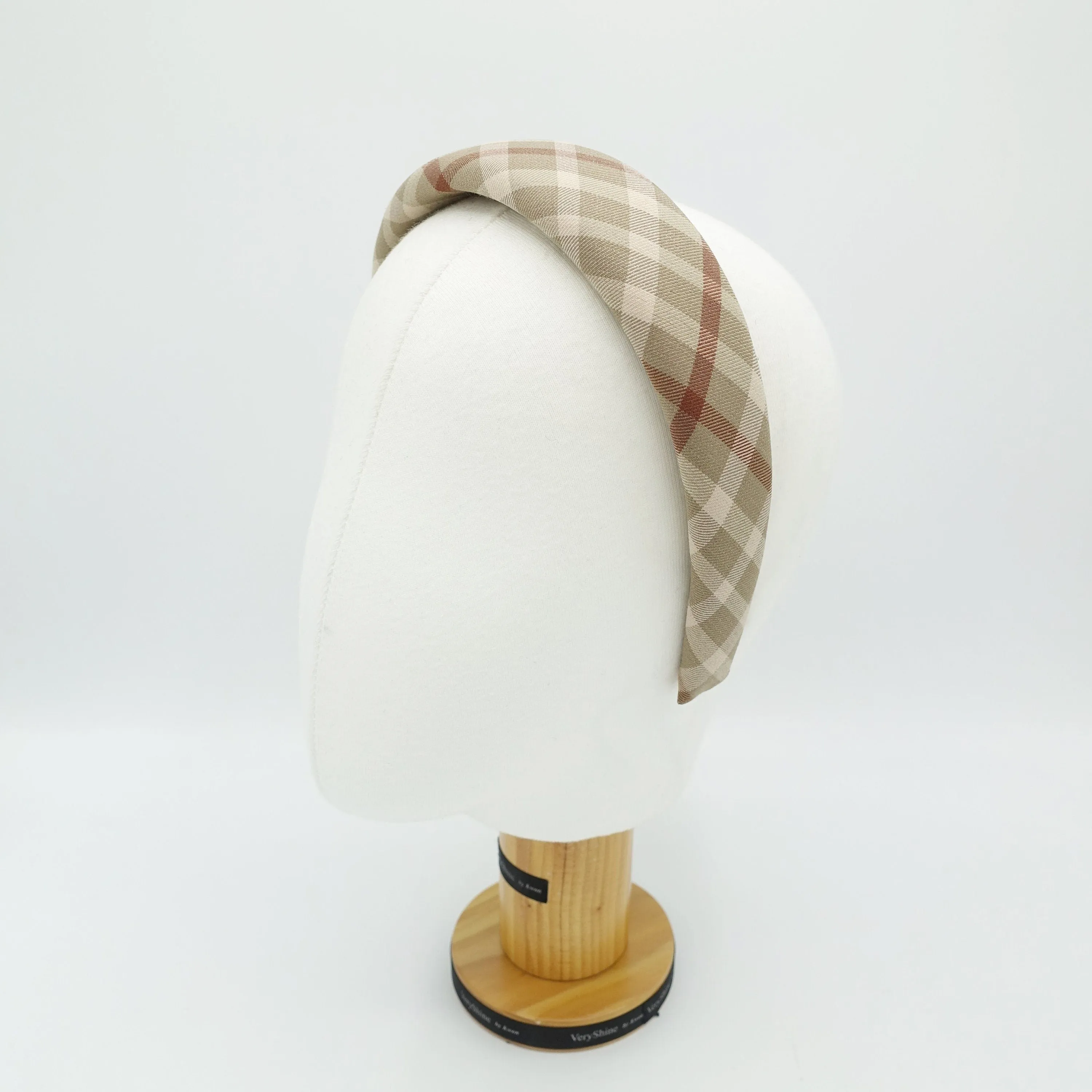 diagonal plaid check headband padded hairband basic hair accessory for women