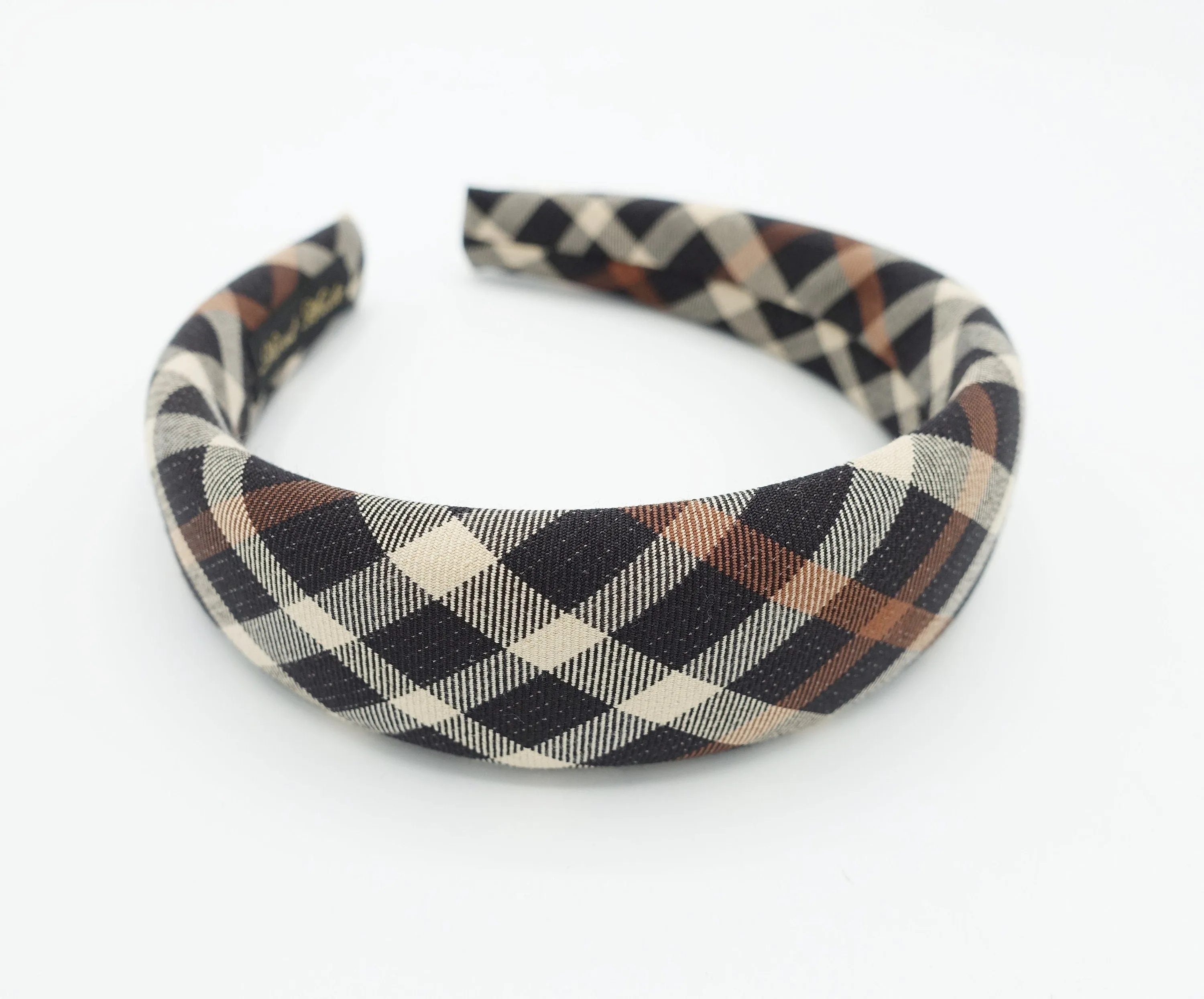 diagonal plaid check headband padded hairband basic hair accessory for women