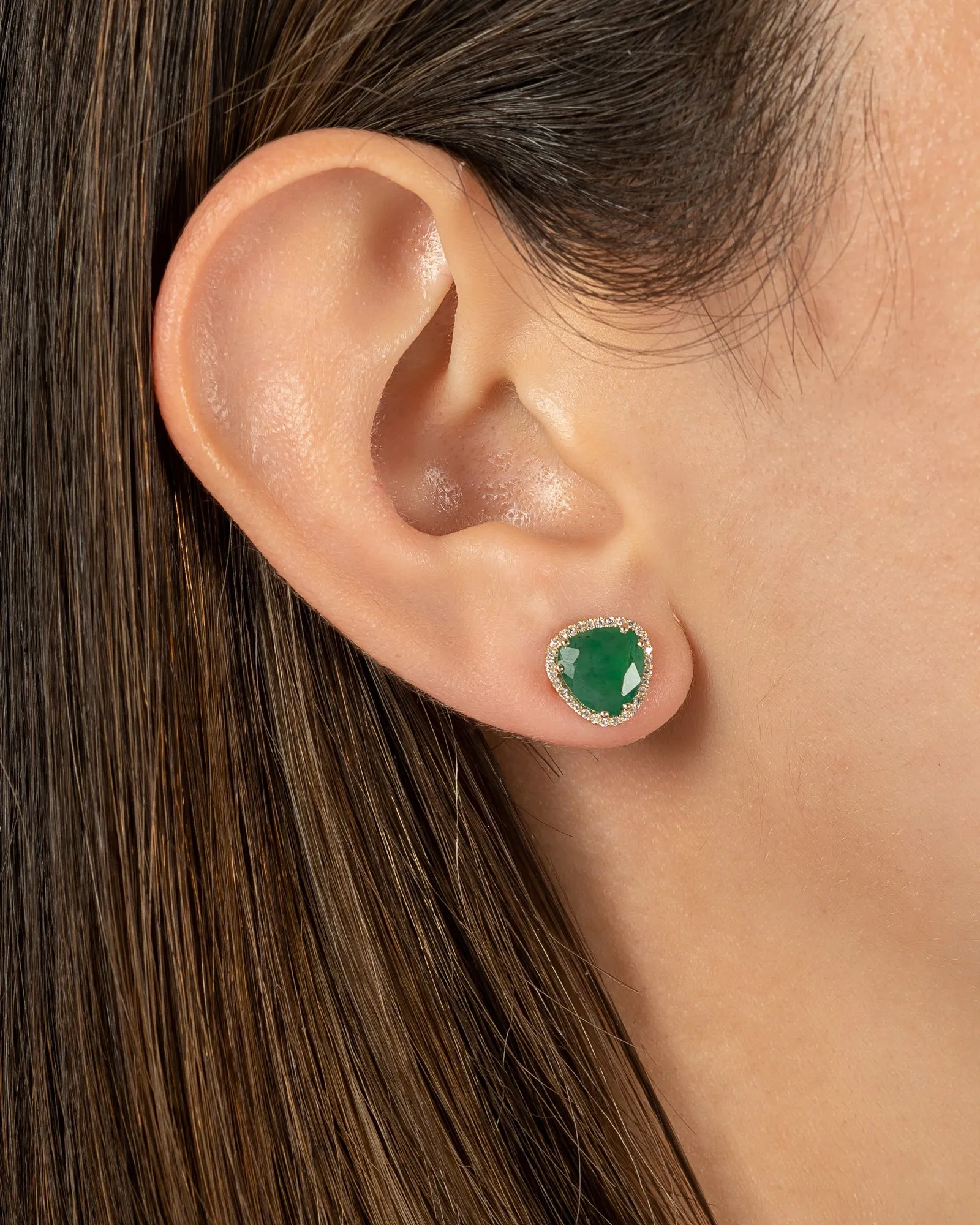 Diamond Emerald Stud Earrings