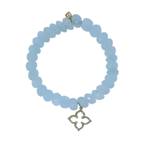 Diamond Moroccan Star Aquamarine Beaded Bracelet