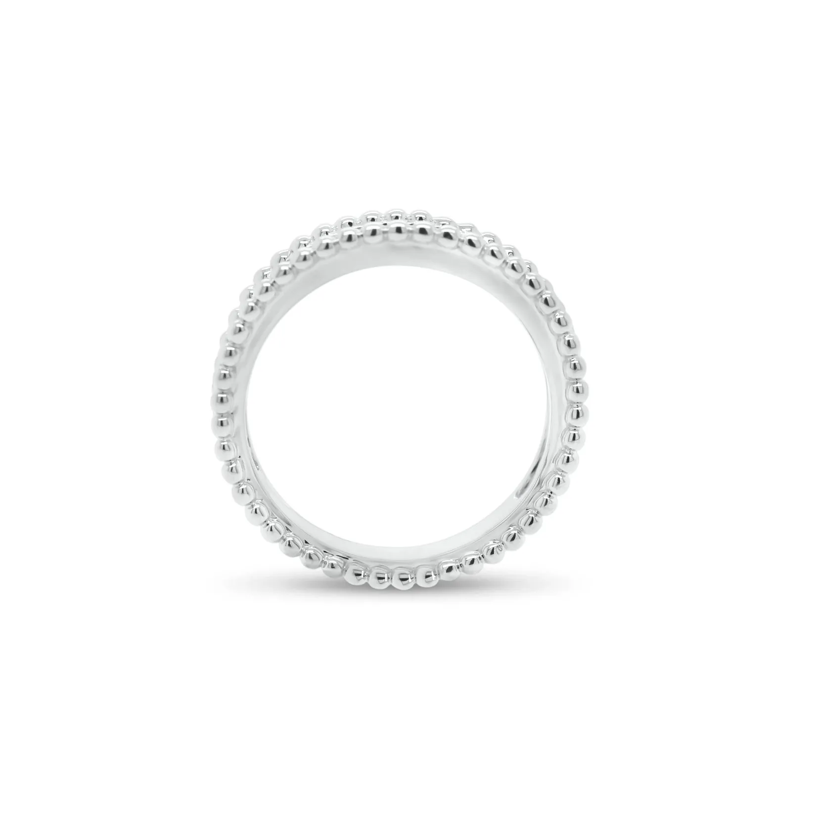 Diamond Stackable Ring with Beaded Gold Frame