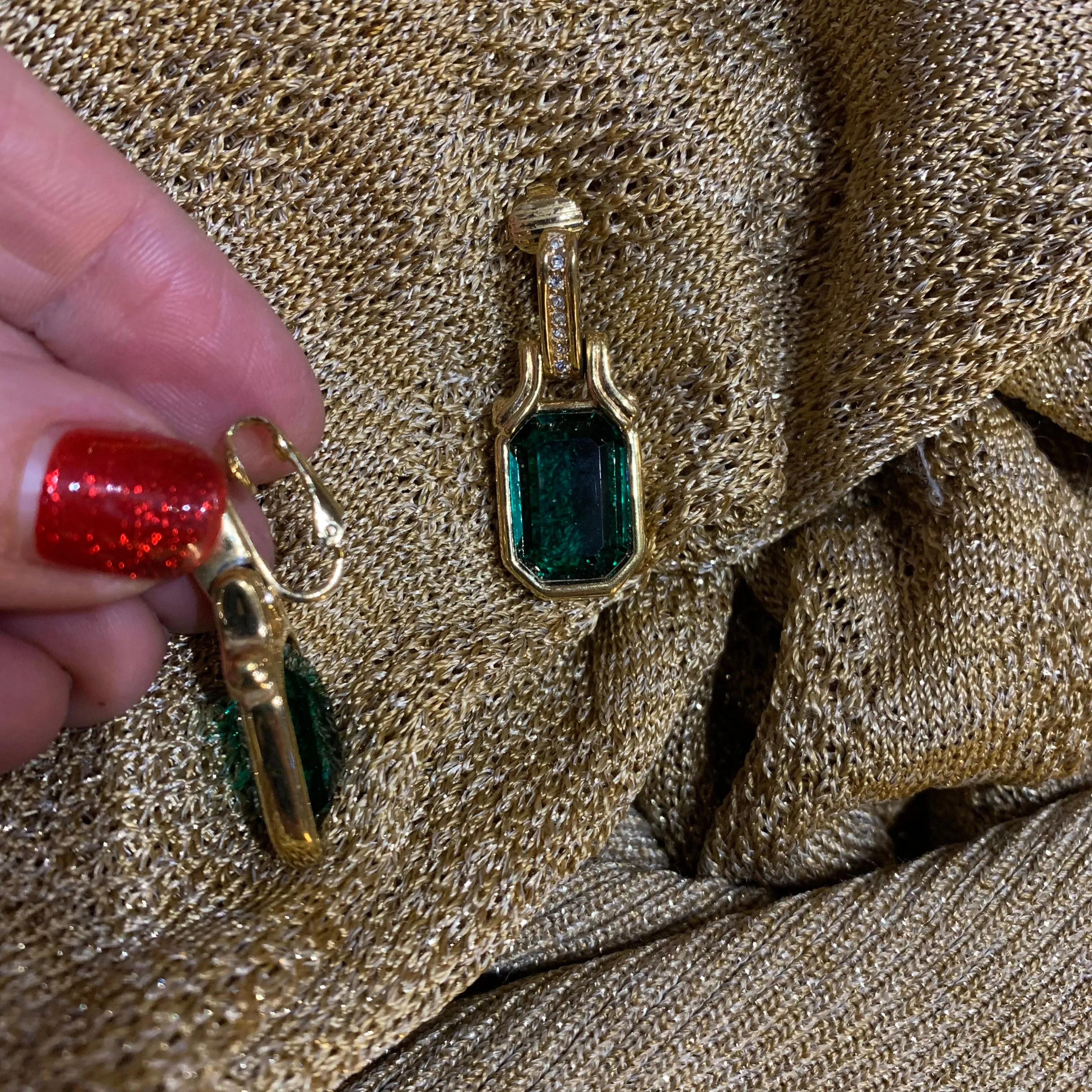 Dior emerald square cut earrings