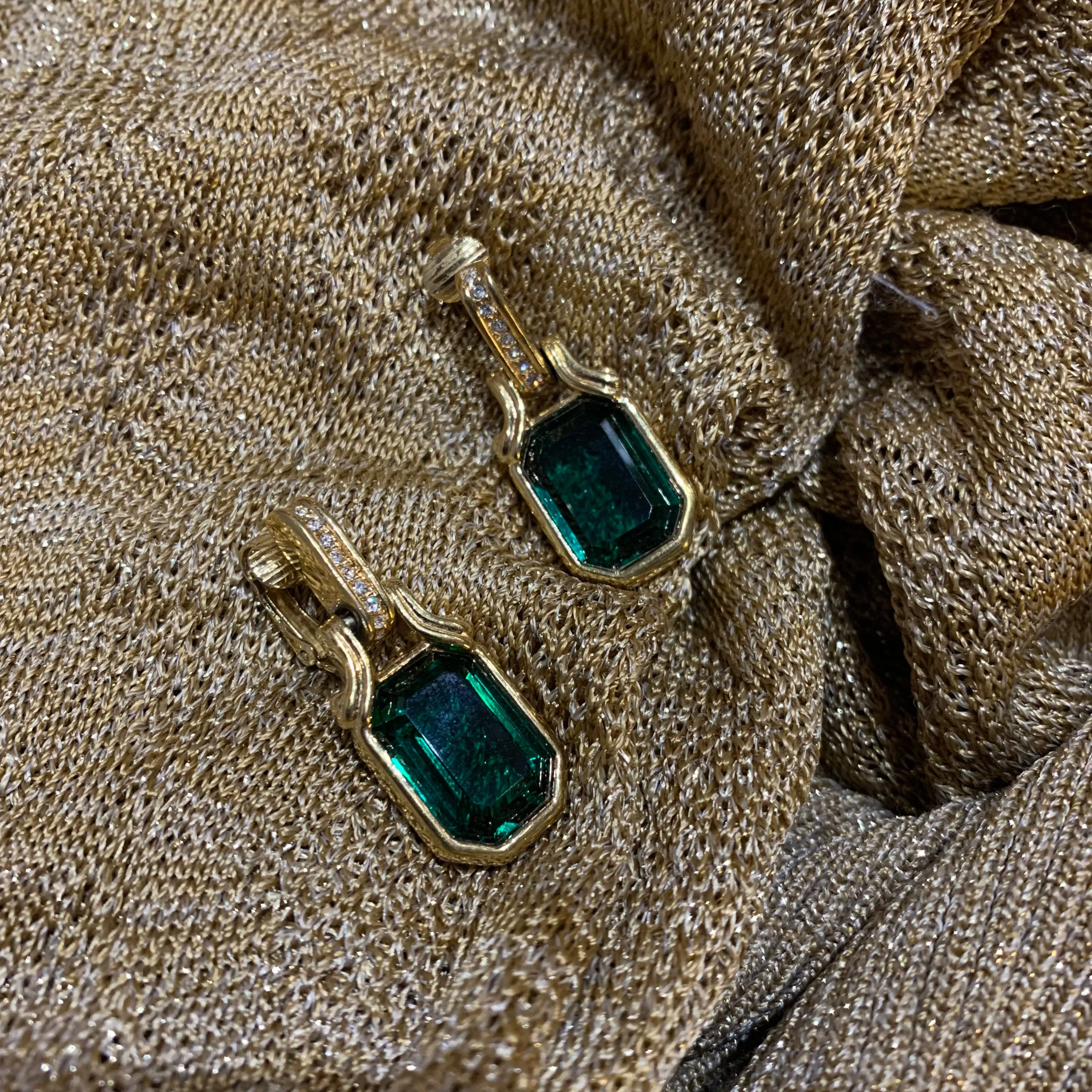 Dior emerald square cut earrings