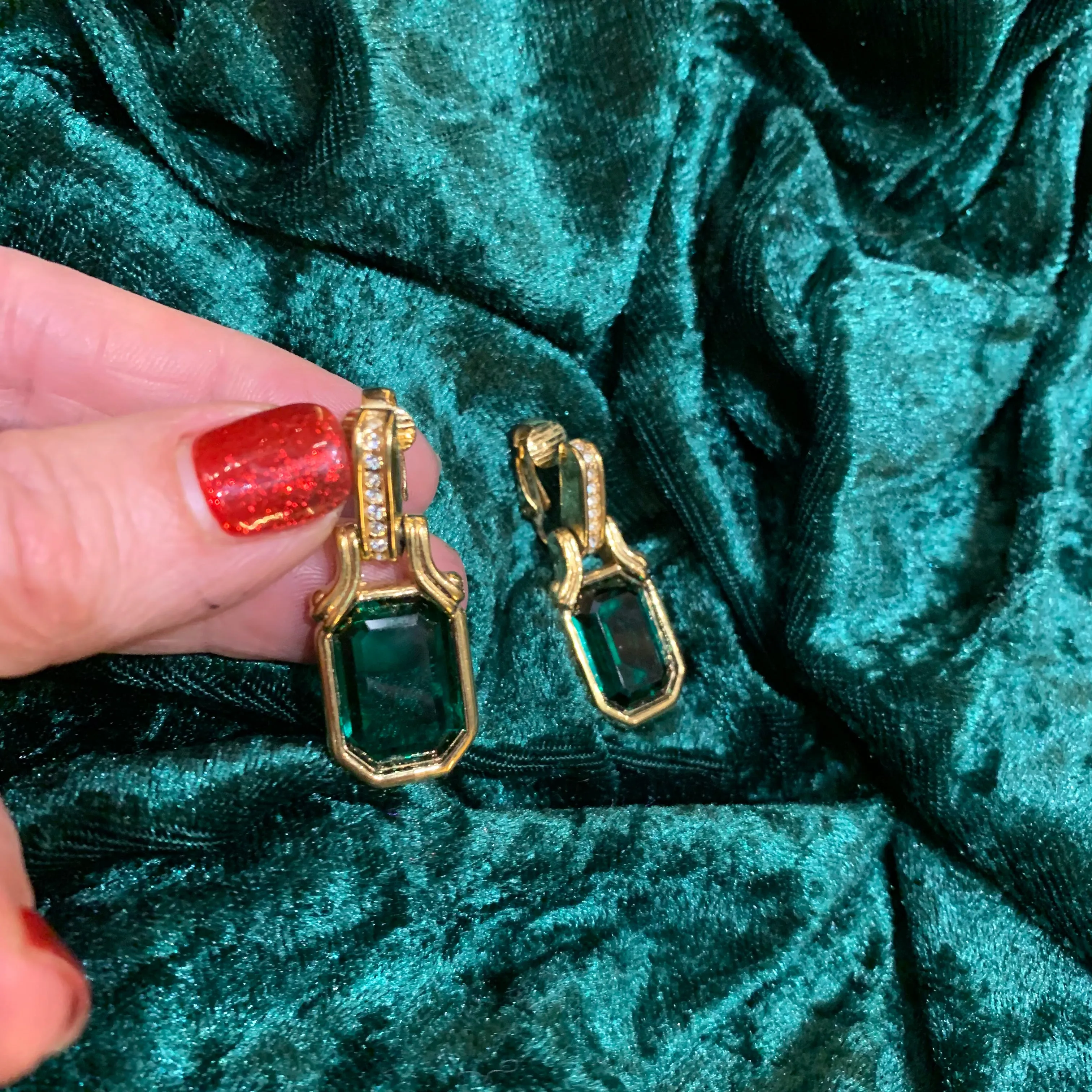 Dior emerald square cut earrings