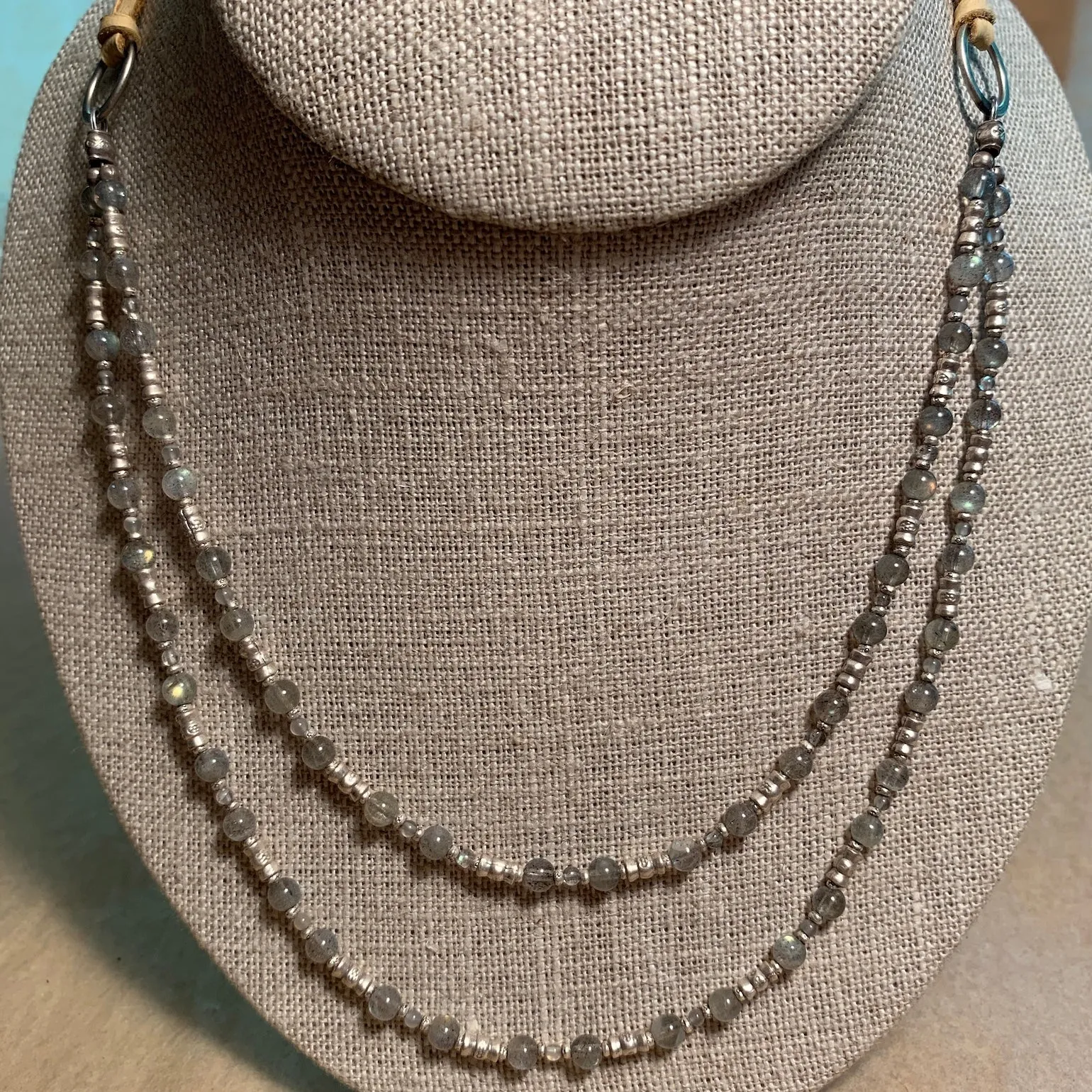 Double Adjustable Tiny Zircon & Thai Silver Necklace