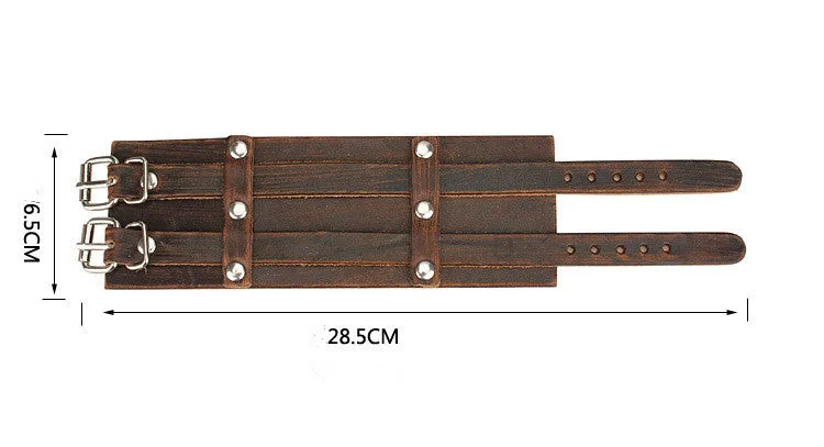 Double Strap Brushed Patina Leather Bracelet