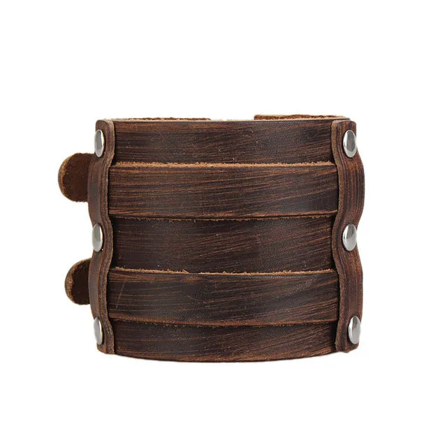 Double Strap Brushed Patina Leather Bracelet