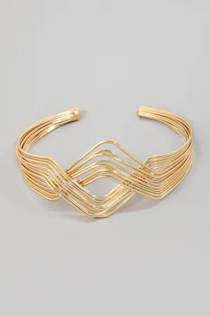 Double Triangle Wire Layered Bracelet (Gold/Silver)