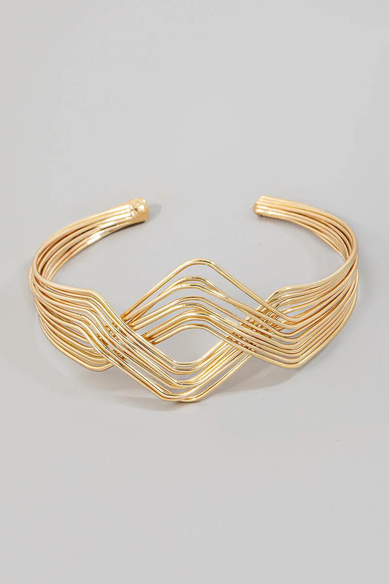 Double Triangle Wire Layered Bracelet (Gold/Silver)