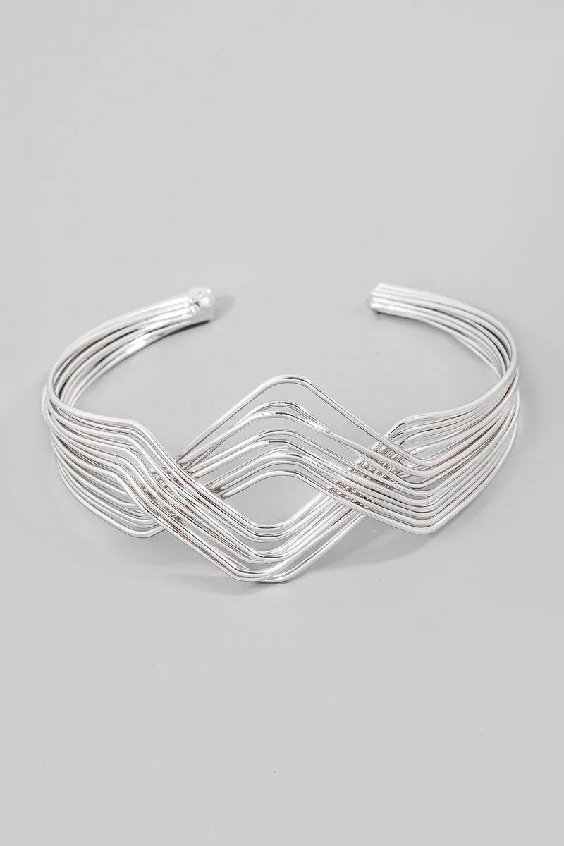 Double Triangle Wire Layered Bracelet (Gold/Silver)