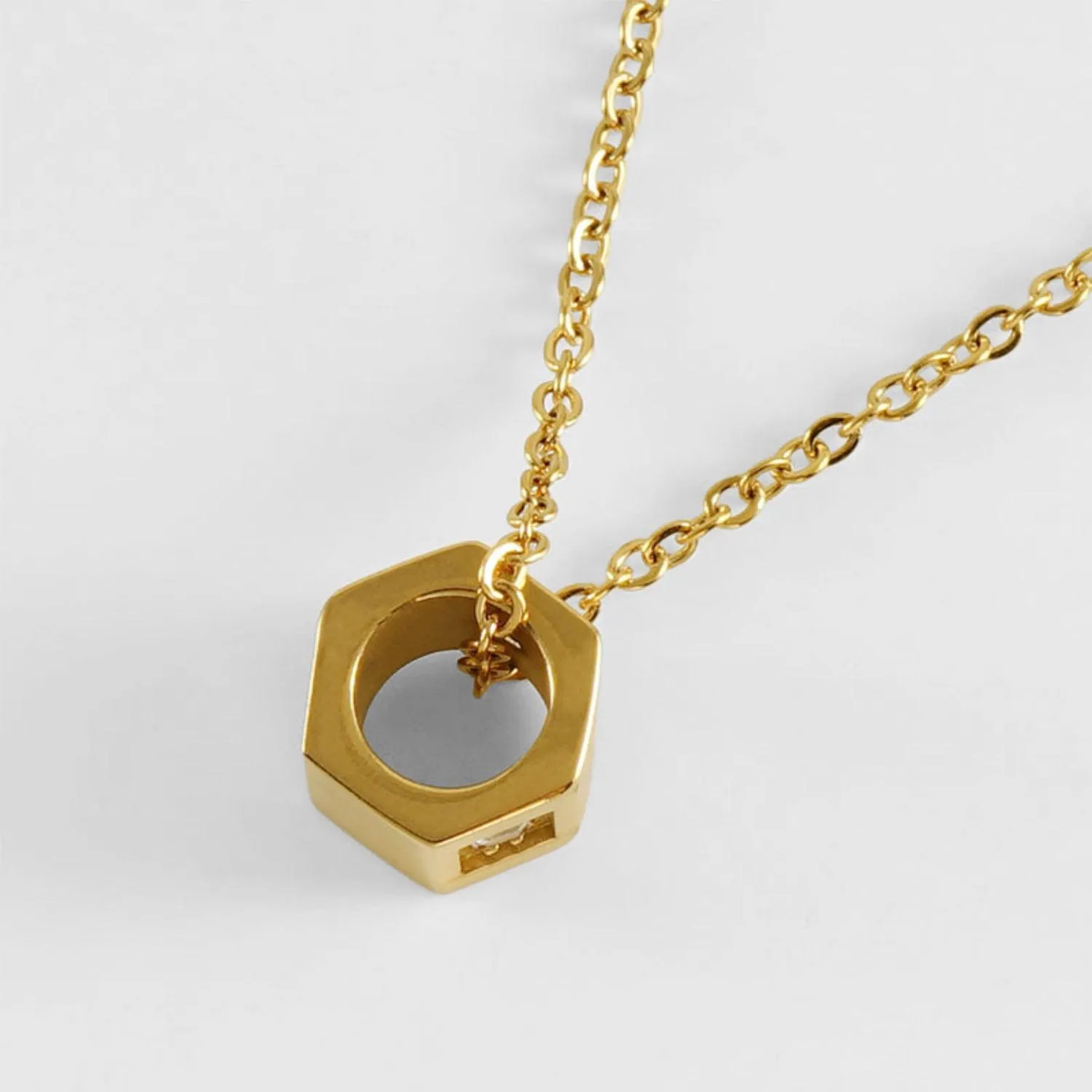 Elegant Zircon Cube Necklace in Gold Plating - Fine Jewelry for Women