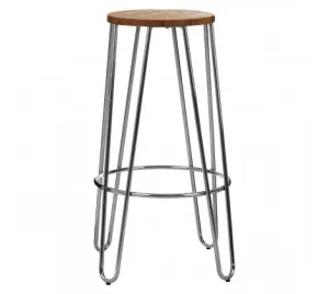 Elm Wood & Chrome Bar Stool