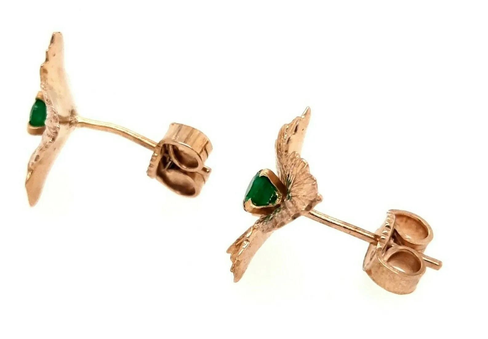 Emerald 9ct Yellow Gold Leaf Earrings