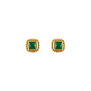 Emerald Granulated Stud Earrings