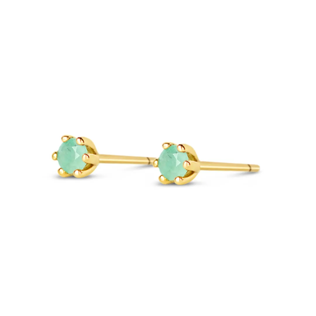 Emerald Mini Stud Earrings in Gold